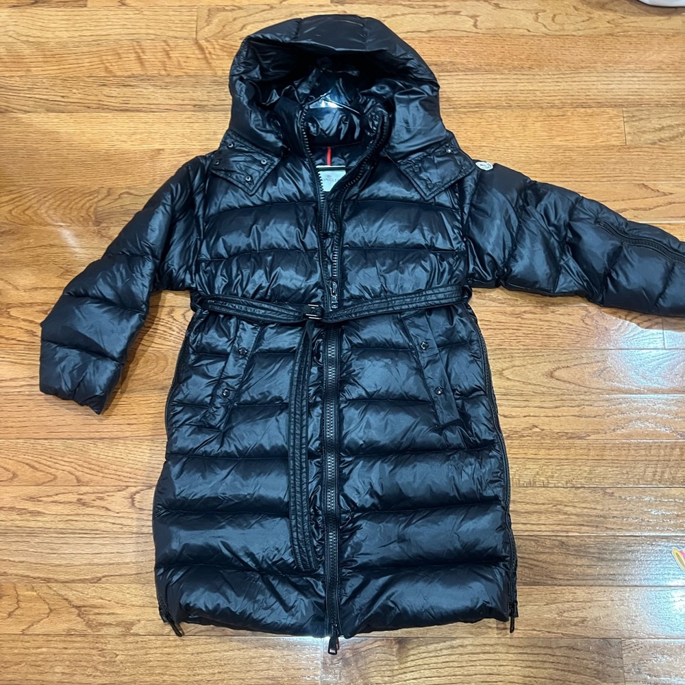 Moncler Black Long Puffer Coat with Hood
